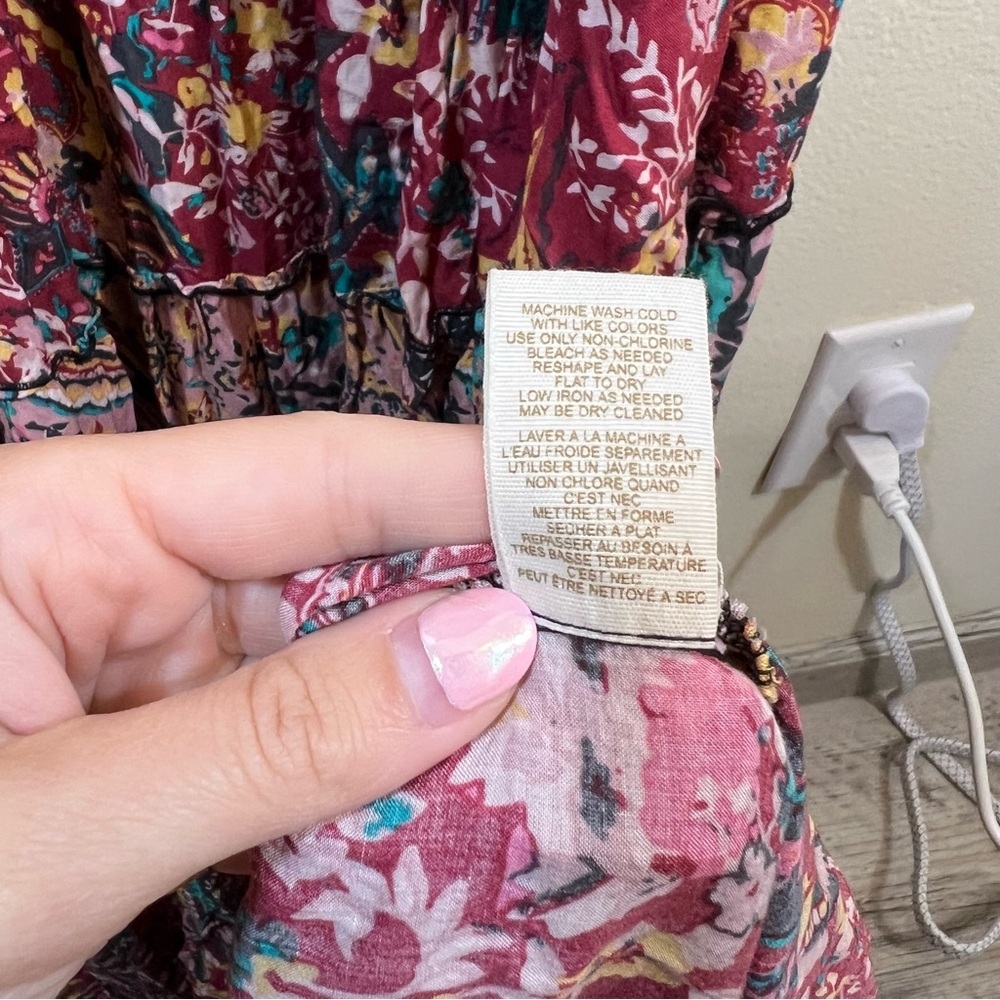 Free People Floral Cascade Maxi Dress Pink Blue Off the Shoulder Small - Picture 10 of 13